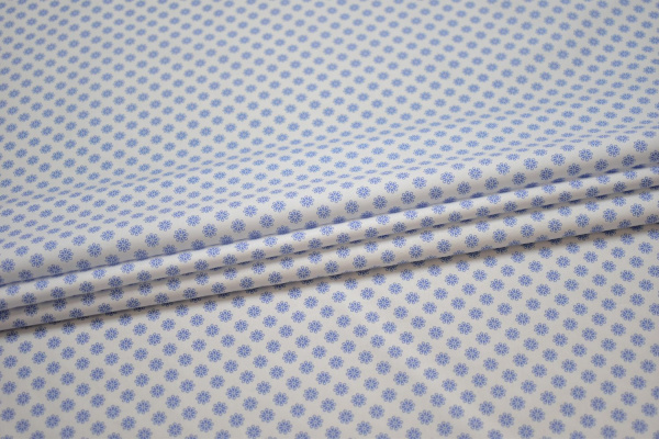 Рубашечная белая голубая ткань геометрия W-132099