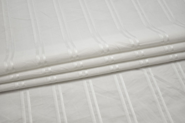 Рубашечная белая ткань полоска W-128795