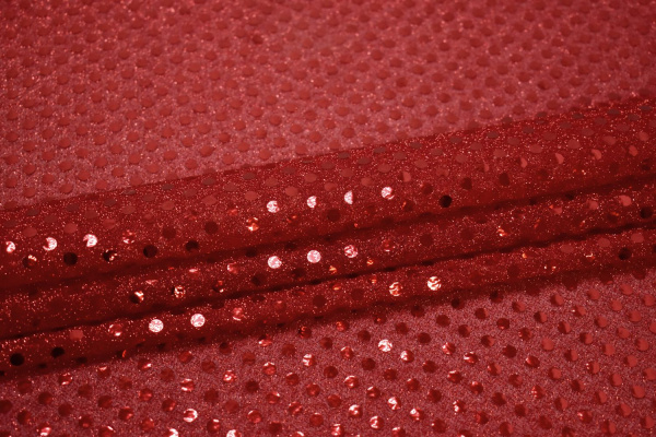 Сетка красная с пайетками W-127987