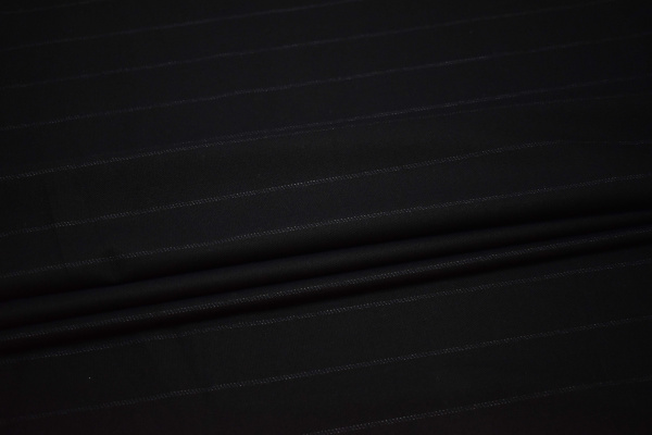 Костюмная черная ткань полоска W-131806