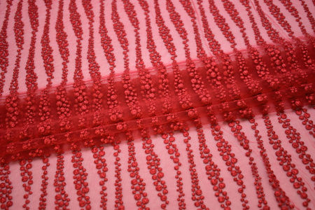 Сетка красная с вышивкой W-127476