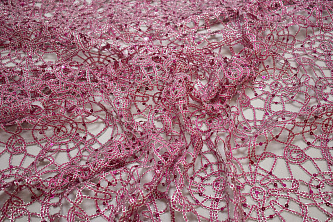 Сетка розовая серебряная с люрексом W-127996