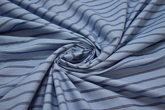 Рубашечная синяя голубая ткань полоска W-131564