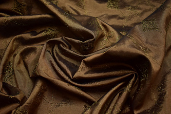 Тафта коричневого цвета вышивка геометрия W-132695