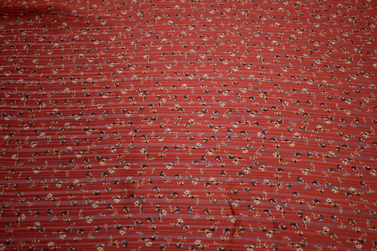 Шифон бордовый цветы W-126029