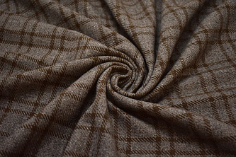 Пальтовая серая коричневая ткань полоска W-132077
