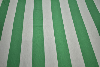 Трикотаж зеленый белый полоска W-128752