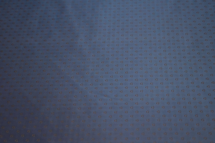 Подкладочная-жаккард синяя коричневая ткань круги W-133236