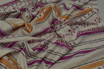 Скатертная ткань Цветы и полоски W-133807