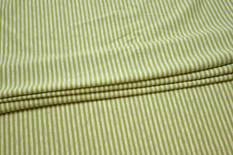 Трикотаж в серую и зеленую полоску W-130597