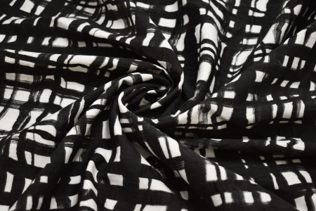Хлопок черно-белого цвета геометрический принт W-131905