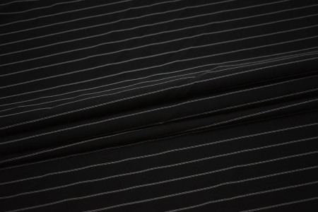 Плательная черная ткань в белую полоску W-132373