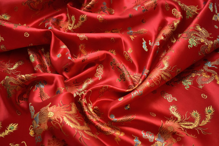 Китайский красный цветы драконы W-131878