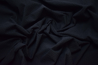 Костюмная фактурная тёмно-синяя ткань W-131357