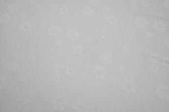 Трикотаж белый цветы W-133654
