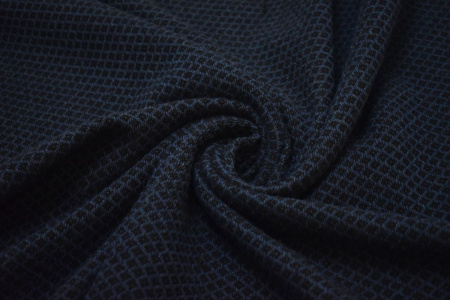 Пальтовая черная синяя ткань W-131516