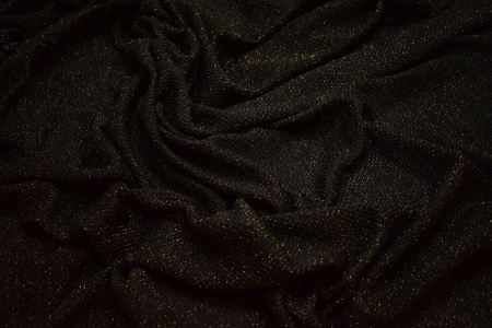 Трикотаж черный золотой W-127124