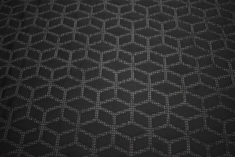 Костюмная черная ткань геометрия W-130795