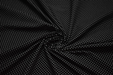 Рубашечная черная ткань в белый горох W-132931