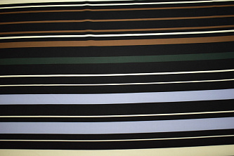 Плательная ткань черная коричневая молочная полоска W-133206