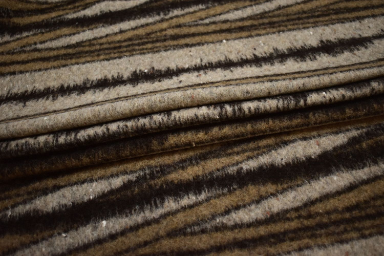 Пальтовая бежевая коричневая ткань полоска W-132486