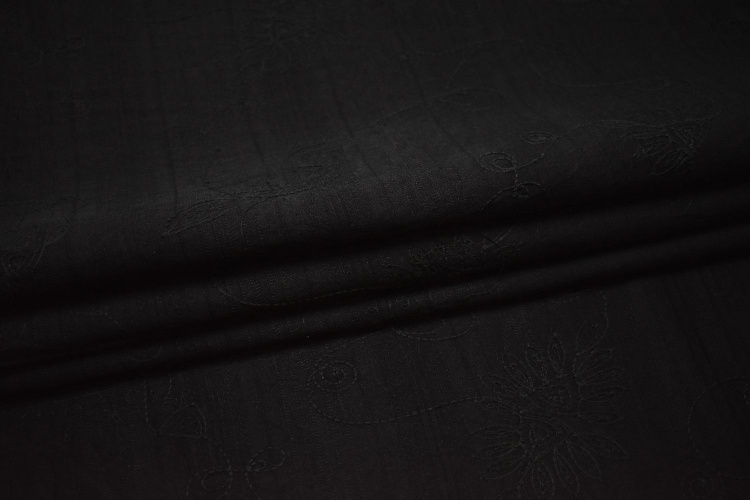 Рубашечная черная ткань вышивка W-132250
