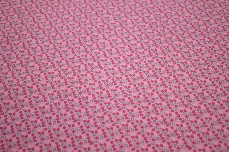 Хлопок розовый цветочный узор W-125481