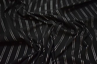 Костюмная черная ткань полоска W-132771