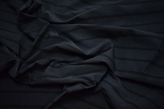 Костюмная синяя ткань в черную полоску W-133007