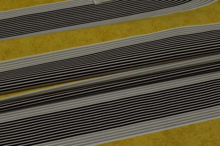 Скатертная ткань серо-желтая в полоску W-133813