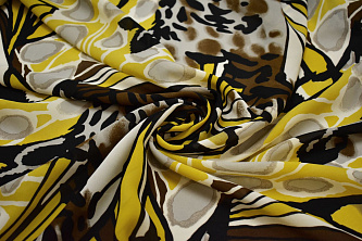 Шифон желтый коричневый абстракция леопард W-132799