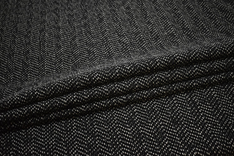 Пальтовая черная серая ткань W-131515