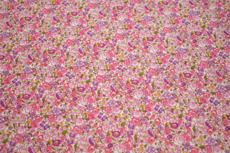 Хлопок розовый с цветочным принтом W-127457