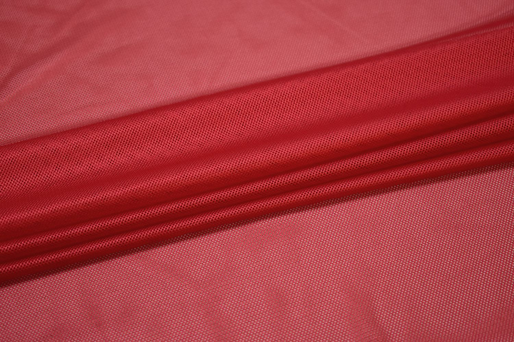 Сетка-стрейч подкладочная красная W-127414