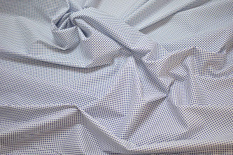 Рубашечная белая синяя ткань горох W-132388