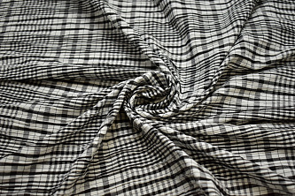 Рубашечная белая черная ткань полоска W-133215