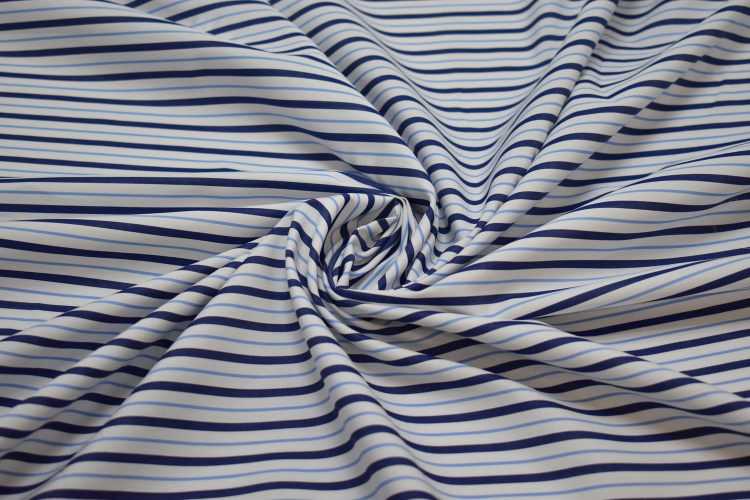 Рубашечная белая синяя ткань полоска W-130979