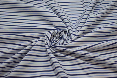 Рубашечная белая синяя ткань полоска W-130979