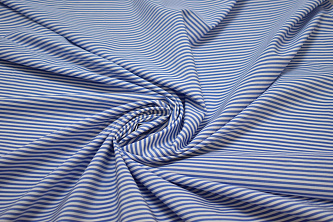 Рубашечная белая синяя ткань полоска W-130968