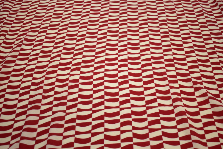 Плательная молочная красная ткань геометрия W-132920
