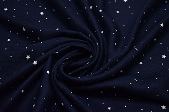 Вискоза синяя с принтом звезды W-125685