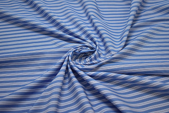 Рубашечная белая голубая ткань полоска W-131570
