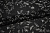 Шифон черный белый листья цветы птицы W-131966