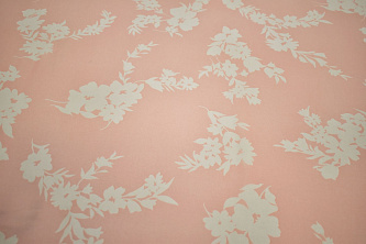 Шифон розовый молочный цветы W-129382