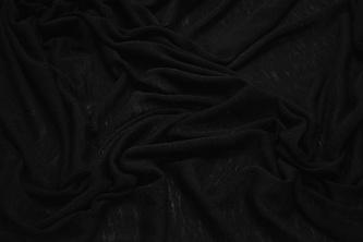 Трикотаж черный из шерсти W-124355