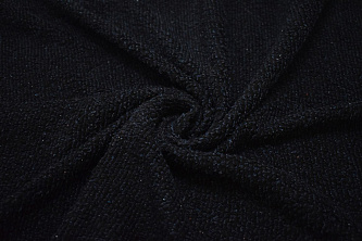 Пальтовая черная синяя ткань W-131524