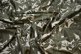 Рубашечная белая зеленая ткань листья W-132786