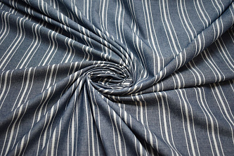 Рубашечная ткань синяя белая полоска W-130902