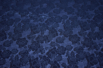 Гипюр синий цветы W-127959