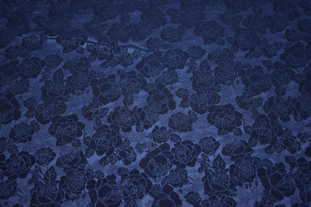 Гипюр синий цветы W-127959